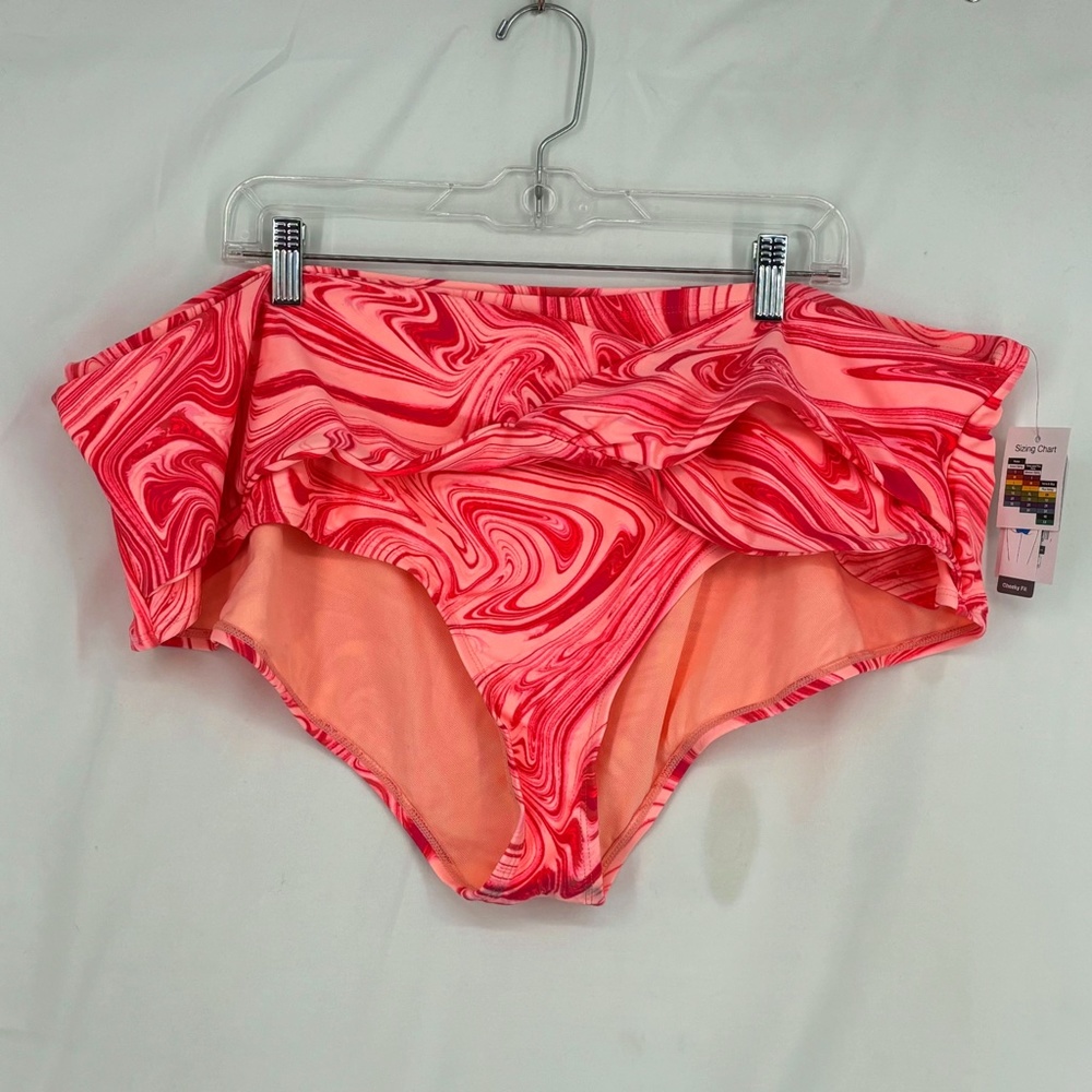 Time and Tru Womens Size 3X Bikini Bottoms Pink Marbled Pattern Crossover Band